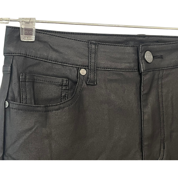 Susan Graver Sz 4 Coated Straight Leg Jeans 29"Wx17"L Sleek Black Denim A624321 - Picture 4 of 10